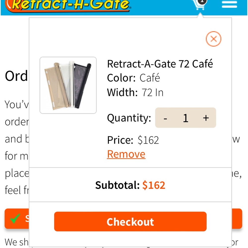 Retract A Gate pet/baby Gate brand new!  Never opened. 72" café .
